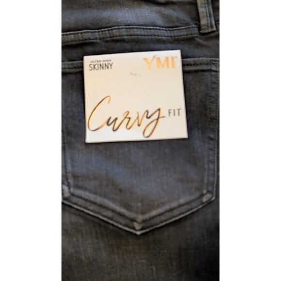 YMI Curvy Fit Women’s Size 14 Skinny Jeans Black High Rise Distressed NWT - Picture 5 of 13